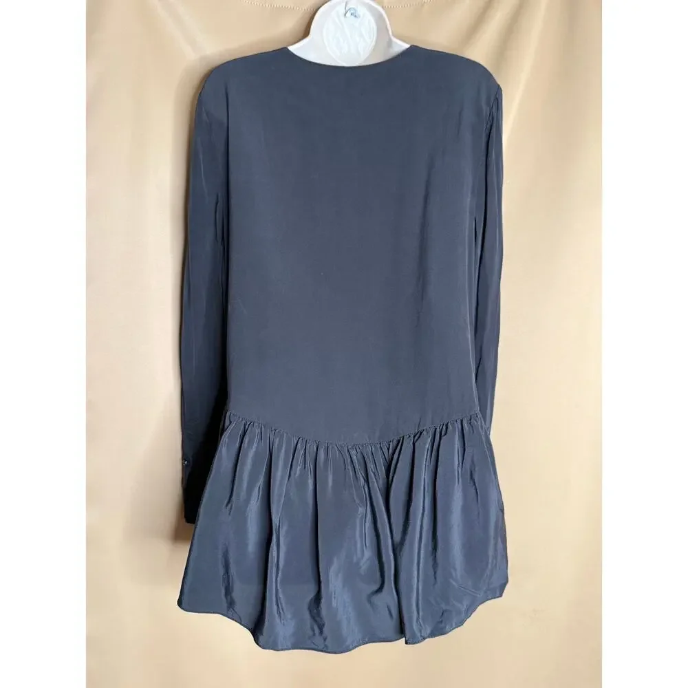 Tibi Black Silk Peplum Top 6